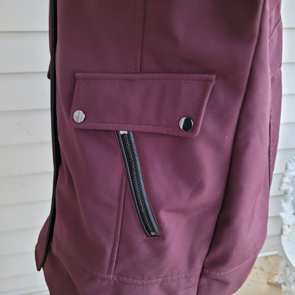 NWOT Badgley Mischka Paneled Thermotech Jacket Coat in Burgundy Style 66934 - Picture 10 of 16